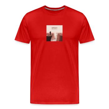 Wander Far, Heal Deeply – Hiking & Nature - Men's Premium Organic T-Shirt - red - Front - Damien (186cm)
