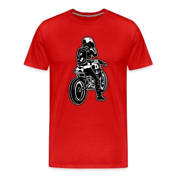 Café Racer moto 02_schwarz blanc - T-shirt bio Premium Homme - rouge - Devant - Damien (186cm)