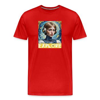 Dare to Explore - Men's Premium Organic T-Shirt - red - Front - Damien (186cm)
