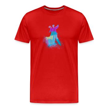 danse, bleu, graffiti, danse de couple, danse standard, couple - T-shirt bio Premium Homme - rouge - Devant - Damien (186cm)