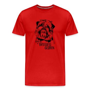 Aimé par un griffon bruxellois Griffon nain - T-shirt bio Premium Homme - rouge - Devant - Damien (186cm)
