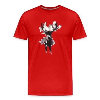 Watercolour deer with antlers - Men's Premium Organic T-Shirt - red - Front - Damien (186cm)