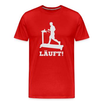 Jogger auf Laufband. LÄUFT! - Männer Premium Bio T-Shirt - Rot - Vorne - Damien (186cm)