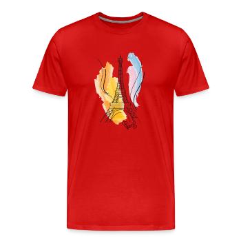 Eiffel Tower drawing - Men's Premium Organic T-Shirt - red - Front - Damien (186cm)
