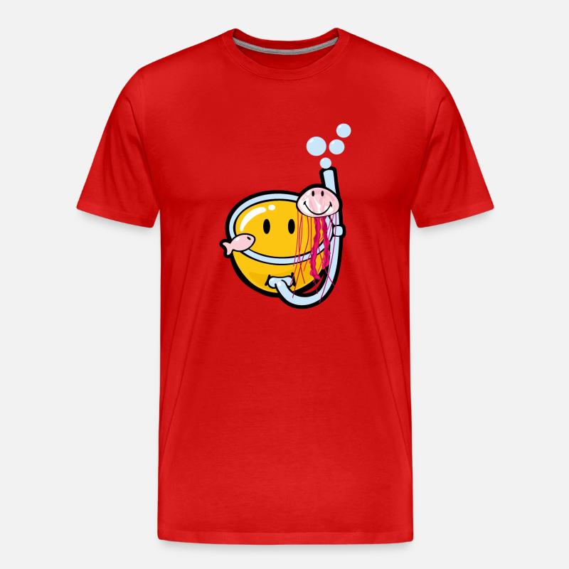Smiley Snorkeling - Männer Premium Bio T-Shirt - Rot