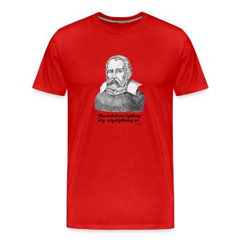 Galileo Quotes - Thunder & Lightning - Science - Männer Premium Bio T-Shirt - Rot - Vorne - Damien (186cm)