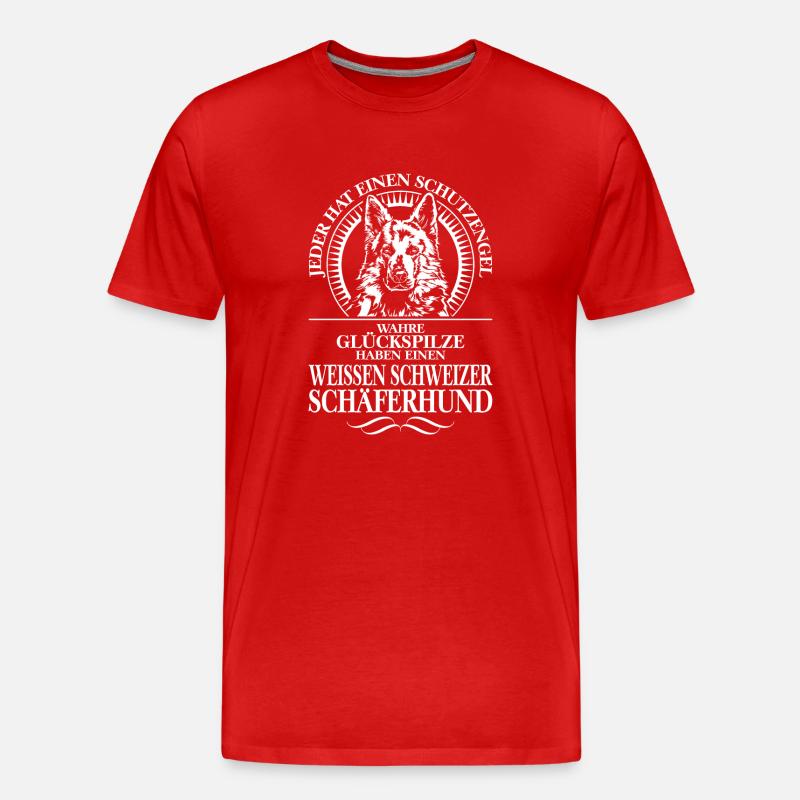 WEIßER SCHWEIZER SCHÄFERHUND Schutzengel Wilsigns - Männer Premium Bio T-Shirt - Rot