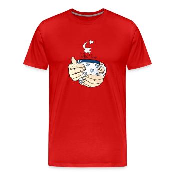 Amateur de thé au café - T-shirt bio Premium Homme - rouge - Devant - Damien (186cm)