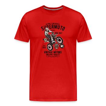 SUPERMOTO SUPER MOTO CROSS MOTOCROSS VINTAGE MOTIV - Männer Premium Bio T-Shirt - Rot - Vorne - Damien (186cm)