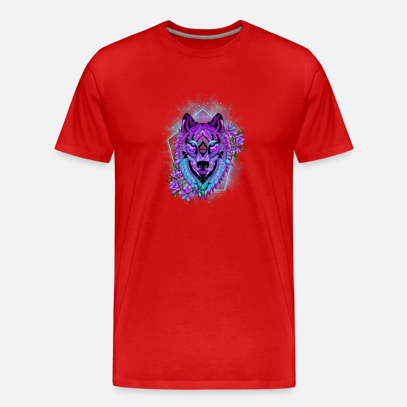 MAGISCHER WOLF - Männer Premium Bio T-Shirt - Rot
