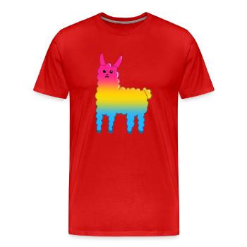 Llama Pan - Men's Premium Organic T-Shirt - red - Front - Damien (186cm)