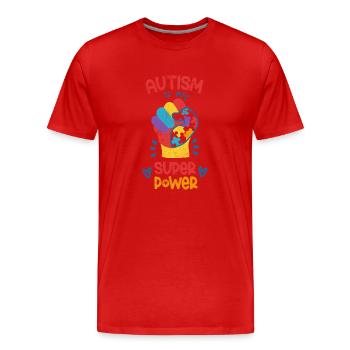 AUTISM IS SUPERPOWER AUTISTIC ADS ASPERGER'S SAYING - Men's Premium Organic T-Shirt - red - Front - Damien (186cm)