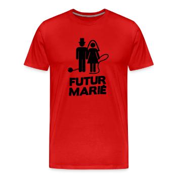 Evg futur marié pour un Enterrement Vie de Garçon - T-shirt bio Premium Homme - rouge - Devant - Damien (186cm)