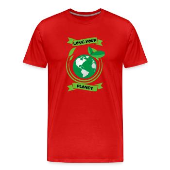 Aimer la planète Protection de l’environnement Amoureux de la nature - T-shirt bio Premium Homme - rouge - Devant - Damien (186cm)