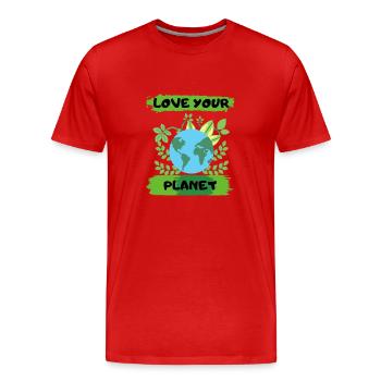 Aimer la planète Protection de l’environnement Amoureux de la nature - T-shirt bio Premium Homme - rouge - Devant - Damien (186cm)