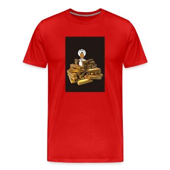 Goldrausch Ente - Männer Premium Bio T-Shirt - Rot - Vorne - Damien (186cm)