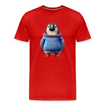 Pinguin - Männer Premium Bio T-Shirt - Rot - Vorne - Damien (186cm)