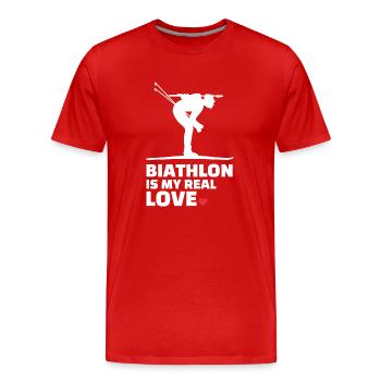 J’adore Biathlon Silhouette de biathlon élégant - T-shirt bio Premium Homme - rouge - Devant - Damien (186cm)