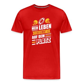 Leben auf dem Platz (Football) - Männer Premium Bio T-Shirt - Rot - Vorne - Damien (186cm)