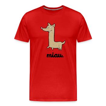 Drôle de chien | Meow Dog Design | Cadeau - T-shirt bio Premium Homme - rouge - Devant - Damien (186cm)