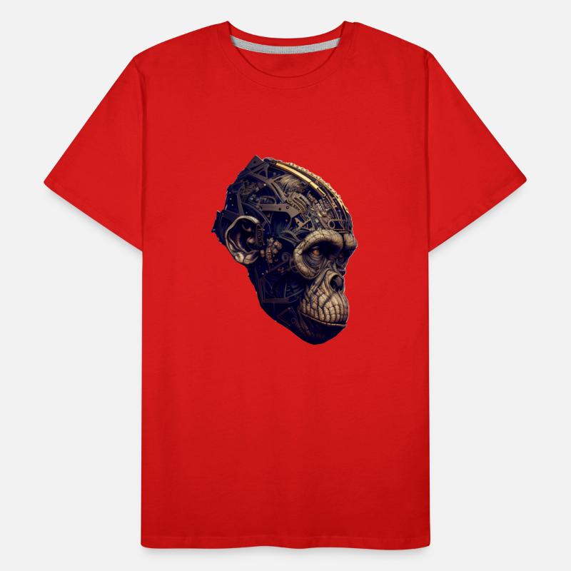 Évolution avancée : le singe rencontre l’IA T-shirt bio Premium Homme