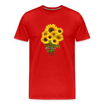 Bouquet de tournesol - T-shirt bio Premium Homme - rouge - Devant - Damien (186cm)