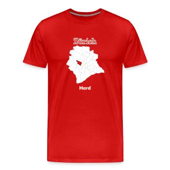 Bezirke Hard Karte mit Zürich Stadtkarte - Männer Premium Bio T-Shirt - Rot - Vorne - Damien (186cm)