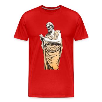 Philosophe grec avec smartphone - T-shirt bio Premium Homme - rouge - Devant - Damien (186cm)