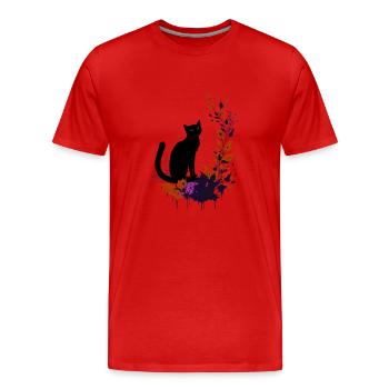 Chat noir - T-shirt bio Premium Homme - rouge - Devant - Damien (186cm)