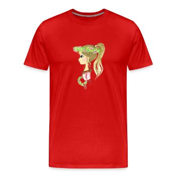 Blumenmädchen_2 - Männer Premium Bio T-Shirt - Rot - Vorne - Damien (186cm)