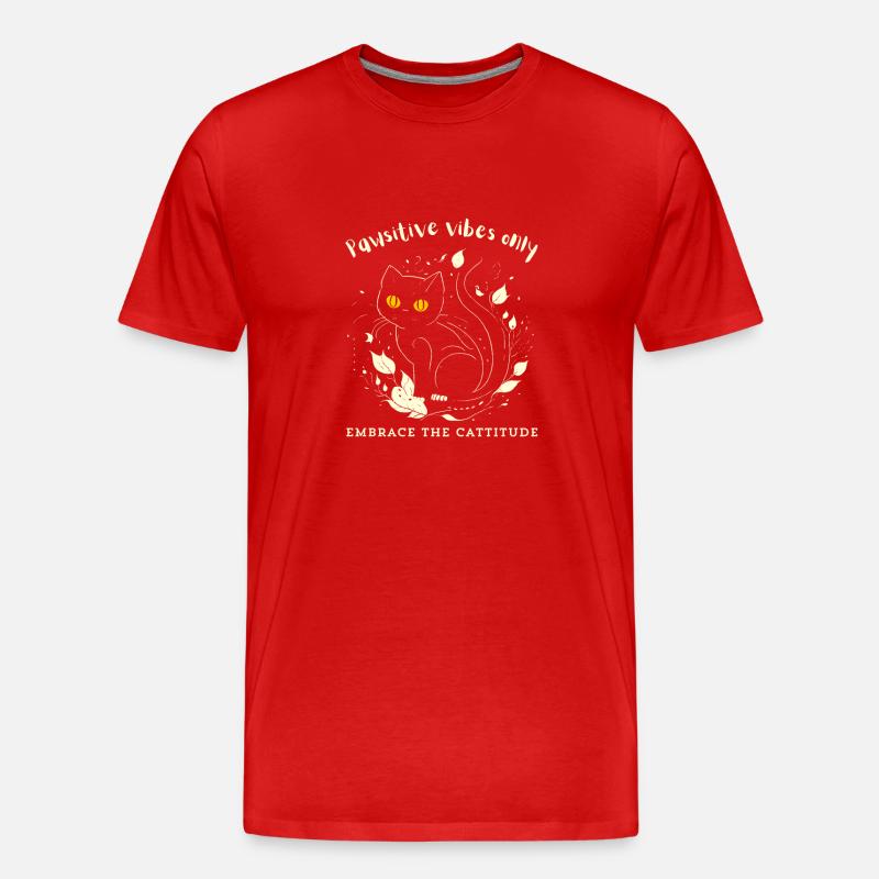 "Nur Pawsitive-Vibes" - Männer Premium Bio T-Shirt - Rot