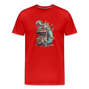 Fast food stand of the monster twins - Men's Premium Organic T-Shirt - red - Front - Damien (186cm)