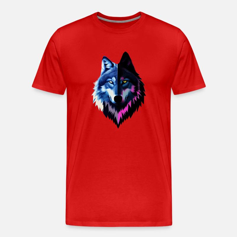 Wolf - Männer Premium Bio T-Shirt - Rot