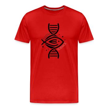 Science & Faith - DNA & Fish. - Men's Premium Organic T-Shirt - red - Front - Damien (186cm)