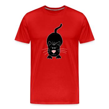 black cat - Men's Premium Organic T-Shirt - red - Front - Damien (186cm)