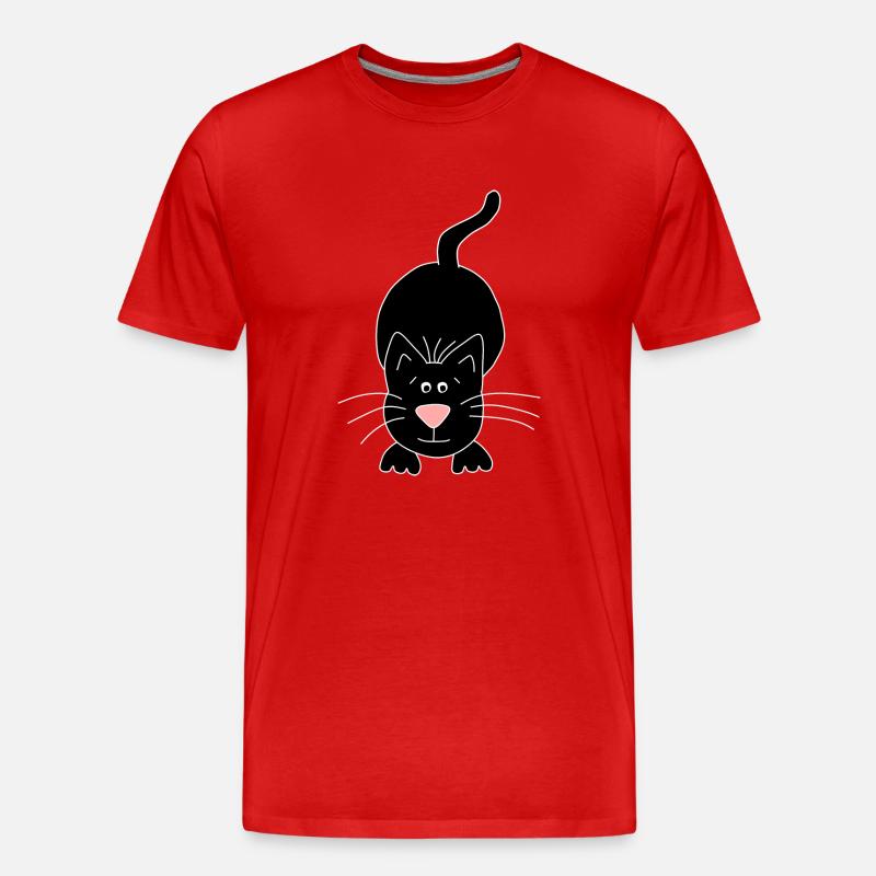 schwarze Katze - Männer Premium Bio T-Shirt - Rot