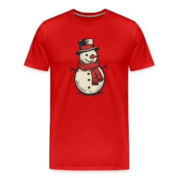 Snowman - Men's Premium Organic T-Shirt - red - Front - Damien (186cm)