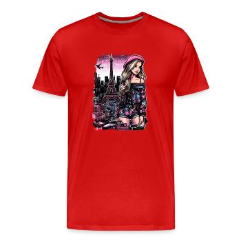 Paris Fashion Flair – Eiffel Tower Chic - Men's Premium Organic T-Shirt - red - Front - Damien (186cm)