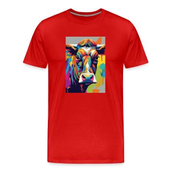 Crâne de vache coloré - T-shirt bio Premium Homme - rouge - Devant - Damien (186cm)