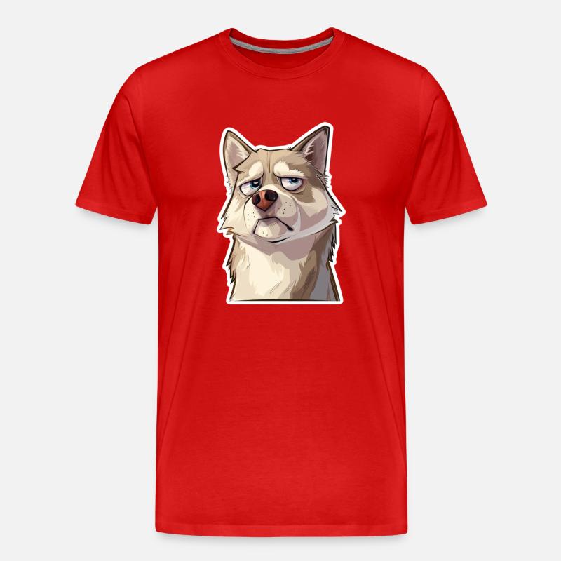 Grumpy the Husky - Männer Premium Bio T-Shirt - Rot