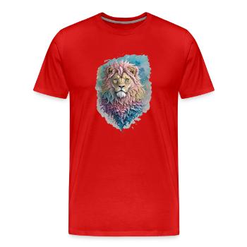 Aquarelle Lion - T-shirt bio Premium Homme - rouge - Devant - Damien (186cm)