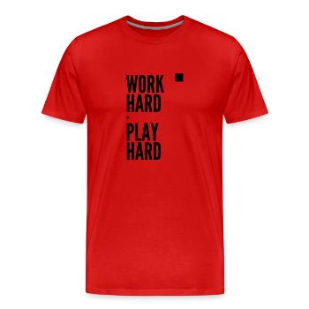 Work Hard Play Hard - Men's Premium Organic T-Shirt - red - Front - Damien (186cm)
