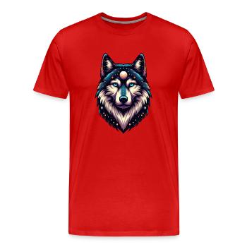 Spiritueller Wolf - Männer Premium Bio T-Shirt - Rot - Vorne - Damien (186cm)