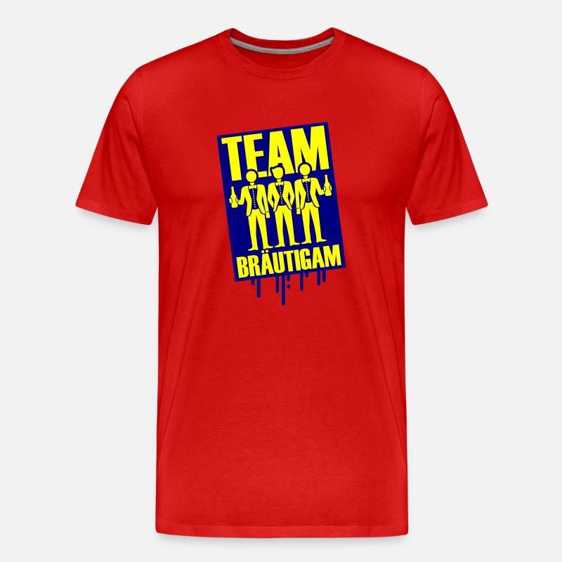 Team Bräutigam Polterhochzeit - Männer Premium Bio T-Shirt - Rot