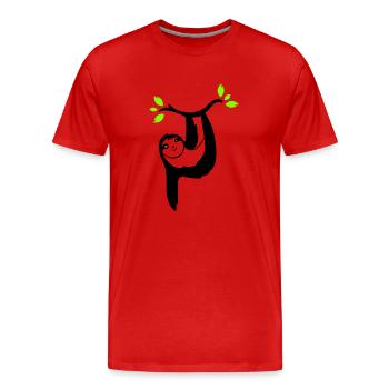 paresseux 02 - T-shirt bio Premium Homme - rouge - Devant - Damien (186cm)