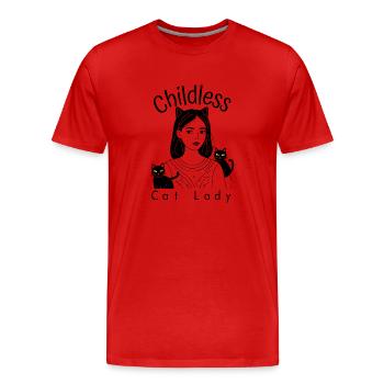 Dame chat sans enfant - T-shirt bio Premium Homme - rouge - Devant - Damien (186cm)