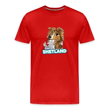 TEAM Shetland - Fauve - T-shirt bio Premium Homme - rouge - Devant - Damien (186cm)