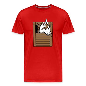 Licorne Cheval Cheval Écurie Poney Cheval Peeps Mignon - T-shirt bio Premium Homme - rouge - Devant - Damien (186cm)