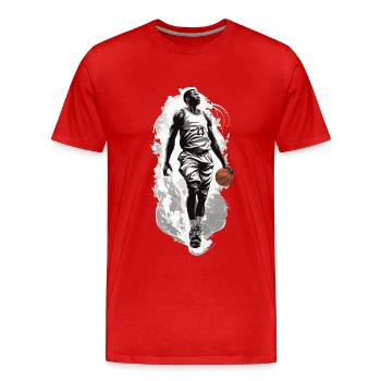 Basket-ball Dribble Dynamique Streetwear Design - T-shirt bio Premium Homme - rouge - Devant - Damien (186cm)