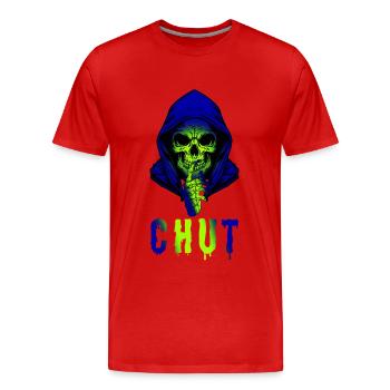 Tête de mort chut - T-shirt bio Premium Homme - rouge - Devant - Damien (186cm)